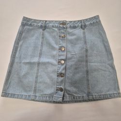 Button up denim skirt