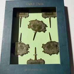 BNIB Table talk set of six gold cheese markers by anthropologie
