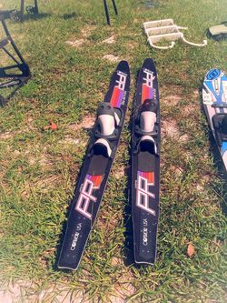 Pair of adult slolem skiis