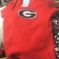 UGA Embroidered Onsie. Newborn. New    Decor Front And Back. 