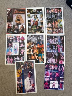 Signed Vintage Wrestling Photo Sheets / Lot (Iron Sheik, Lex Luger, Slick, Patriot + More)