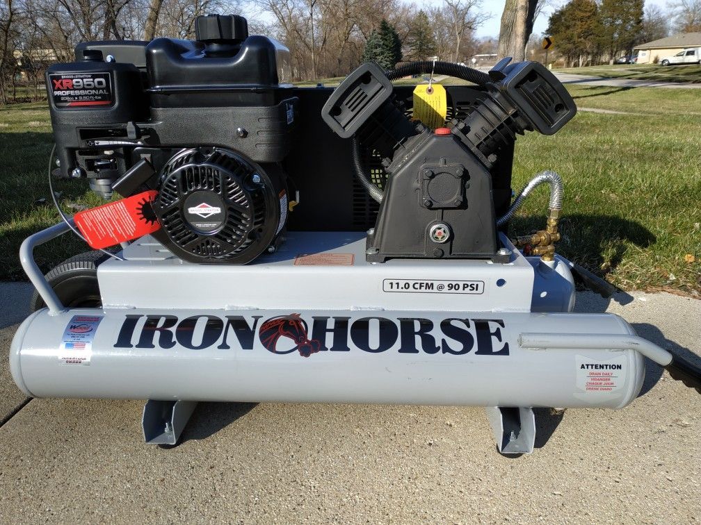 New! Best in Class! Iron Horse 6HP 10-Gallon Air Compressor Wheelbarrow for Nailer, Sprayer, Sander, Grinder, More!