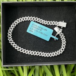 Silver Cuban Moissanite Bracelet
