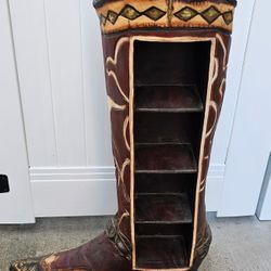 Large Western Cowboy Boot 3ft Tall Display Shelf Statue Rustic Decor