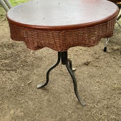 Rattan Cast Iron Patio Table 1950s Super Rare
