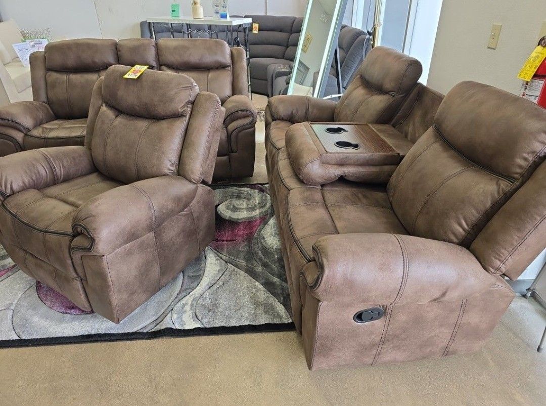 3 PC Living Room Set  Gliders Recliners 