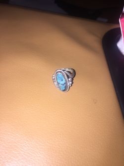 Silver blue stone ring