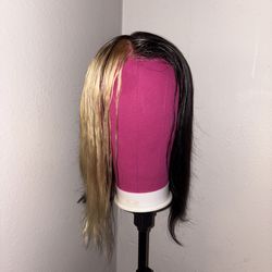 Honey blonde an black bob wig