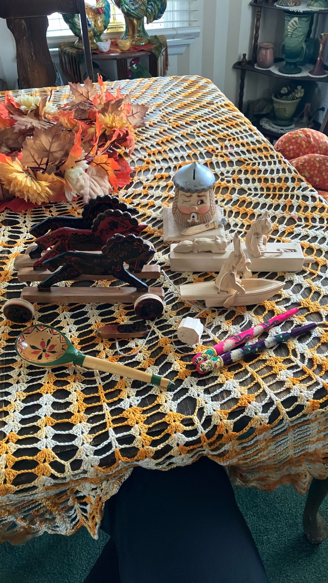 Vintage Lot Of Wooden Handmade Polish Toys