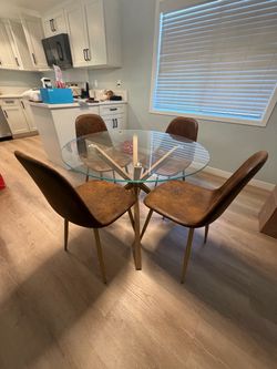 Round Glass Dining Table with 4 Chairs