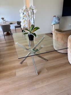 Glass Top Dining Table with Chrome Base