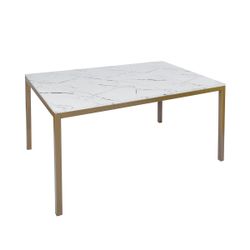 Homy Casa BRANDT GOLD LEG Dining Table "59.06 x 35.43 x 29.53 in" Modern Dining Table for Home and Workspace