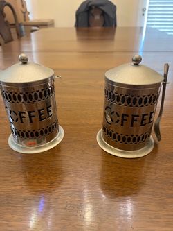 Vintage Leonard Silverplate Coffee Canisters (Set of 2) w/ liners