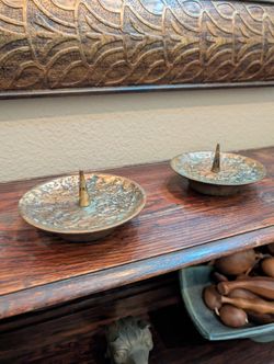Pair of Brutalist Mid Century Bronze Pricket Candle Holders