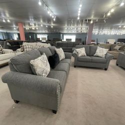 Agleno Charcoal Living Room Set & Sofa And Loveseat Recliner Options 
