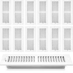 Zonon 12 Pcs 12 x 4 Inch Duct Opening Ceiling Register White Air Vent Covers for Wall 2 Way Steel Grill Air Supply Diffuser Inlet W/Manual Adjuster fo