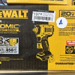 Dewalt Atomic 20V Max Cordless Brushless 1/2in Impact Wrench (tool only) (new)
