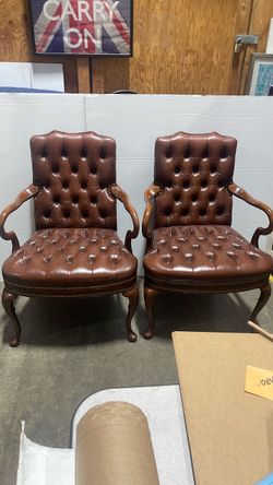 Leather chocolate armchairs