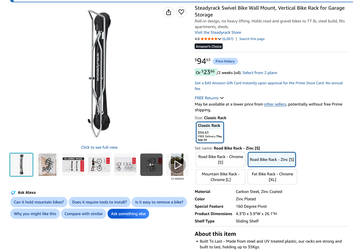 Steadyrack Swivel Bike Wall Mount