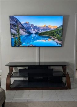 Glass entertainment center.
