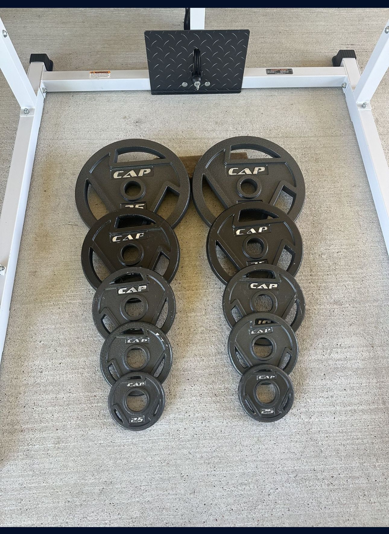 Cap Olympic Barbell Grip Weight Plates $185  