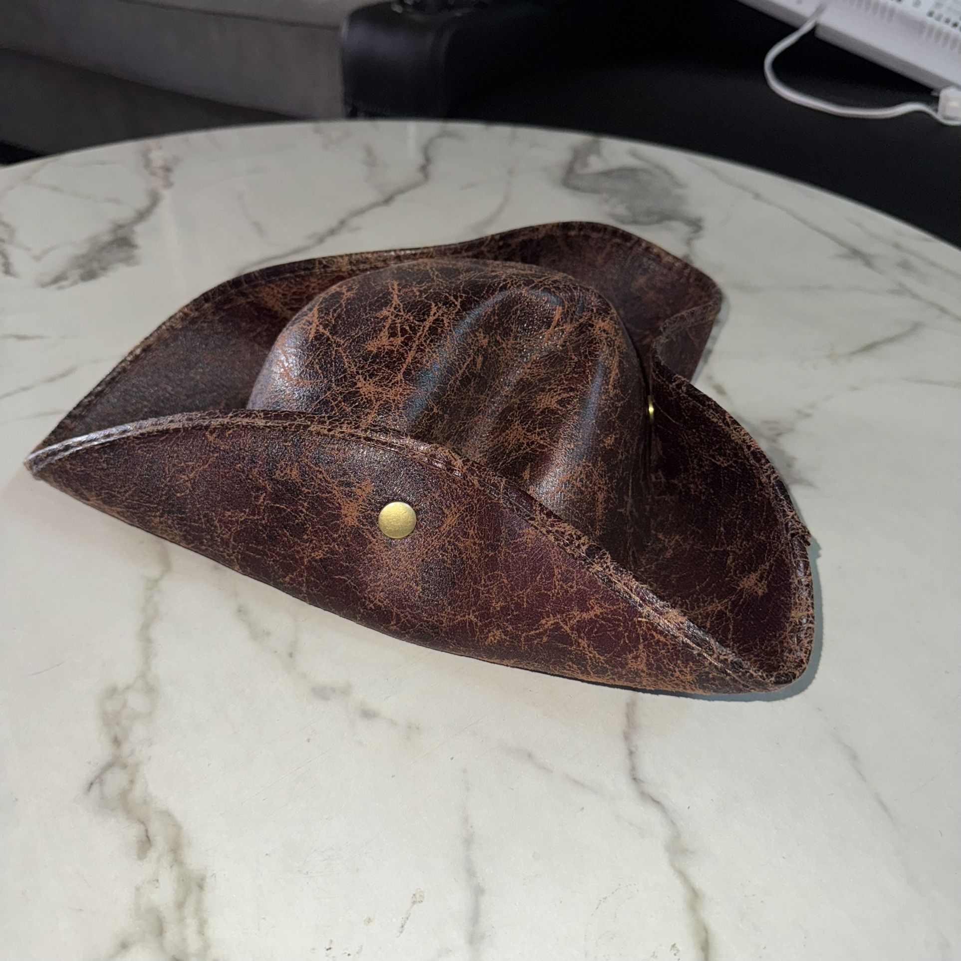 Rustic Brown Faux Leather Pirate Hat