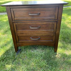 Wood Nightstand Small Dresser Storage Soft Closing Two Drawer 