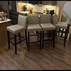 Living Spaces Barrie Faux Leather 32″ Bar Stools (Set of 4)