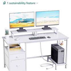 Furologee Office Desk With 2 Monitor Stands