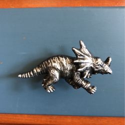 9 Silver Metal Dinosaur Knobs 