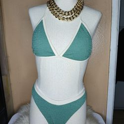 Green White Linning Bikini