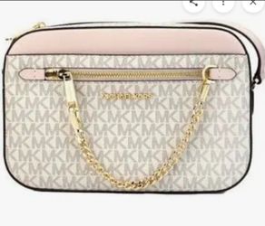 Brand new Michael Kors Pink & white Chain crossbody jet set purse