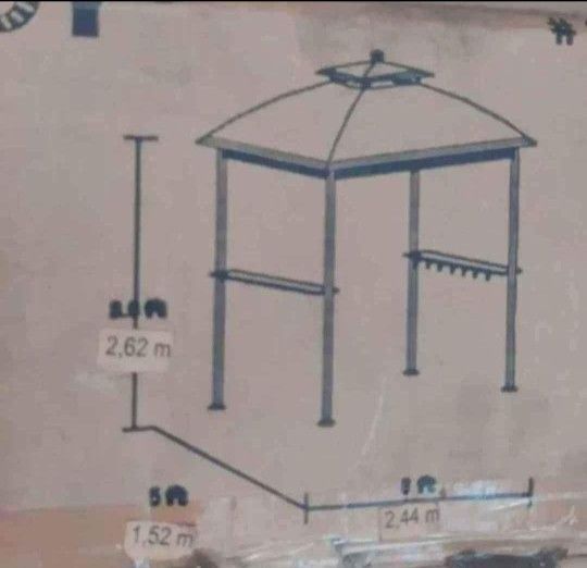 Sunjoy brown metal Rectangle grill gazebo exterior 5x8ft Sunjoy brown metal Rectangle grill gazebo e