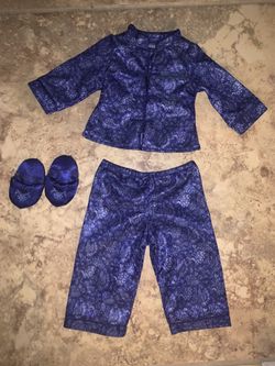 American Girl Doll Silk Asian Pajamas Outfit and Slippers