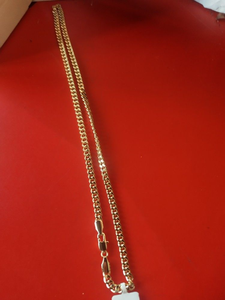 18" Gold Plated 925 SILVER Mirror Cut 