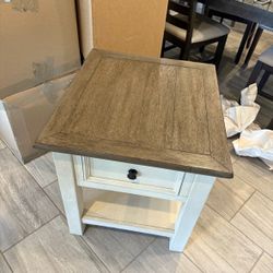 Farmhouse End Table with Drawer and Shelf