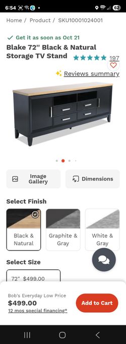 Blake 72" Black & Natural Storage TV Stand