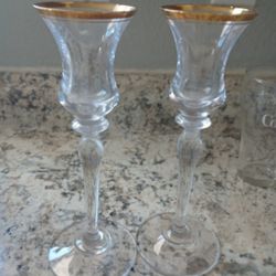 New Set of Two Mikasa Candle Holders With Gold Rim 