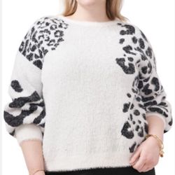 Size S tunic style sweaters VINCE CAMUTO Leopard & Zebra Sleeves Very soft   #9