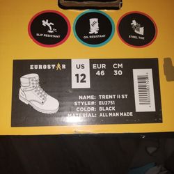 Brand New Eurostar Steel Toe Work Boots And Brand New Insoles Never Used Brand New Size 12