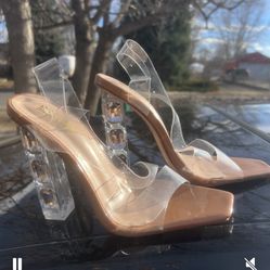 6.5 Clear Heels Only Worn Once 