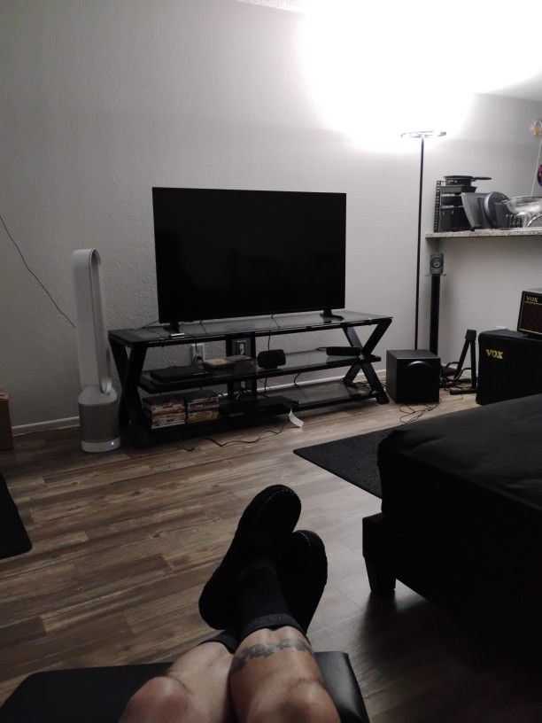 Entertainment Center With TV Surround Sound And DVD Player And Power Conditioner