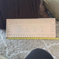 10” X24” Antique Baby Sign In Pastel Blue