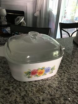 Vintage Corning Ware Corelle Summer Blush 3 Liter Casserole w/ PYREX Lid