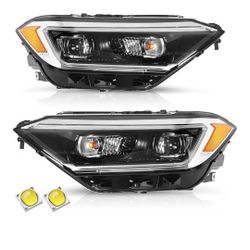 LED Headlight Assembly Compatible with 2019-2022 VW Jetta Replacement Headlamp Driver and Passenger Side Factory Projector Headlights
