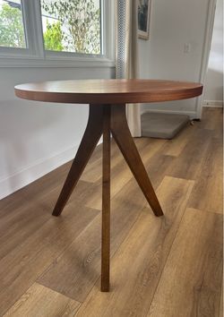 Round Walnut Wood Side Table Tripod Base