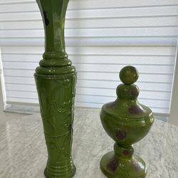 Vintage Green Black Metal Art