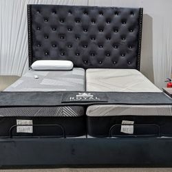 Tall Black Upholstered King Bed