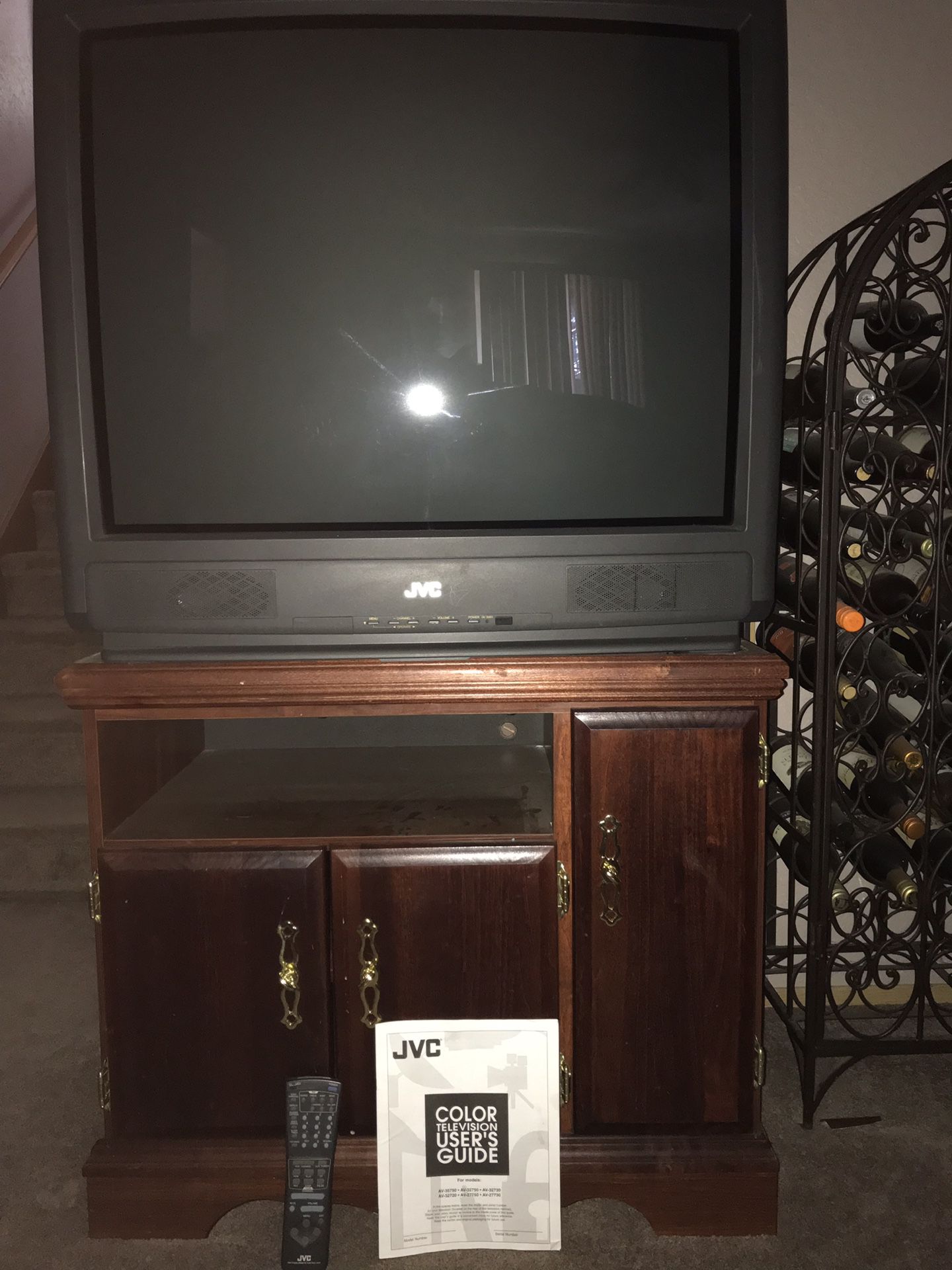 Vintage JVC 36” tube TV with remote & manual