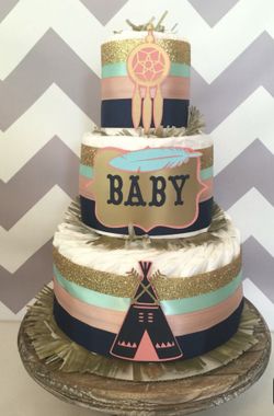 Tribal diaper cake great for baby showers